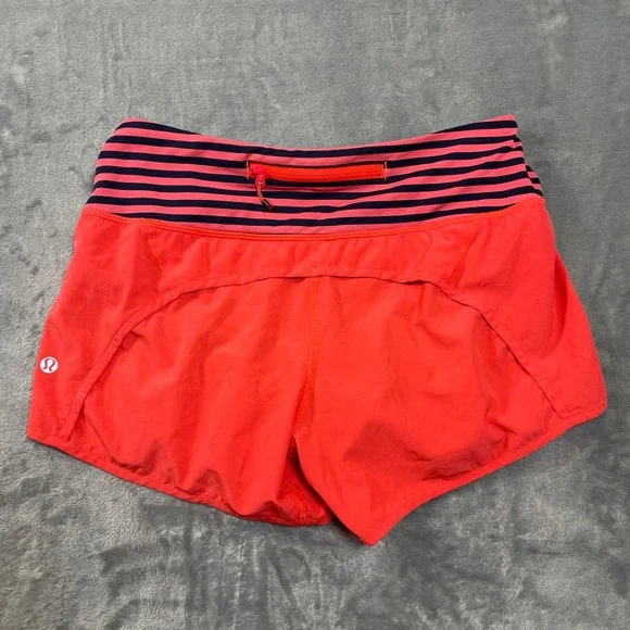 Lululemon Shorts Women's Size 6 Speed Up Coral Navy Stripe Athletic Running - Picture 3 of 6